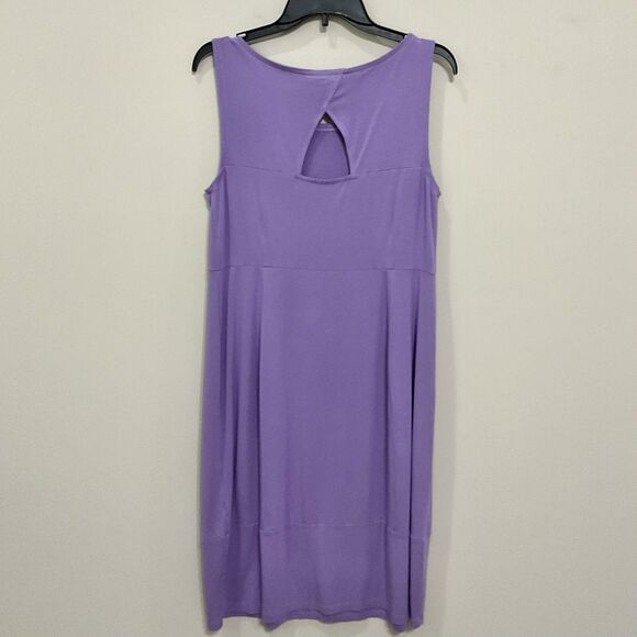 EILEEN FISHER Purple Jersey Knit Dress Cutout Keyhole Sleeveless Sz Med - Picture 7 of 7